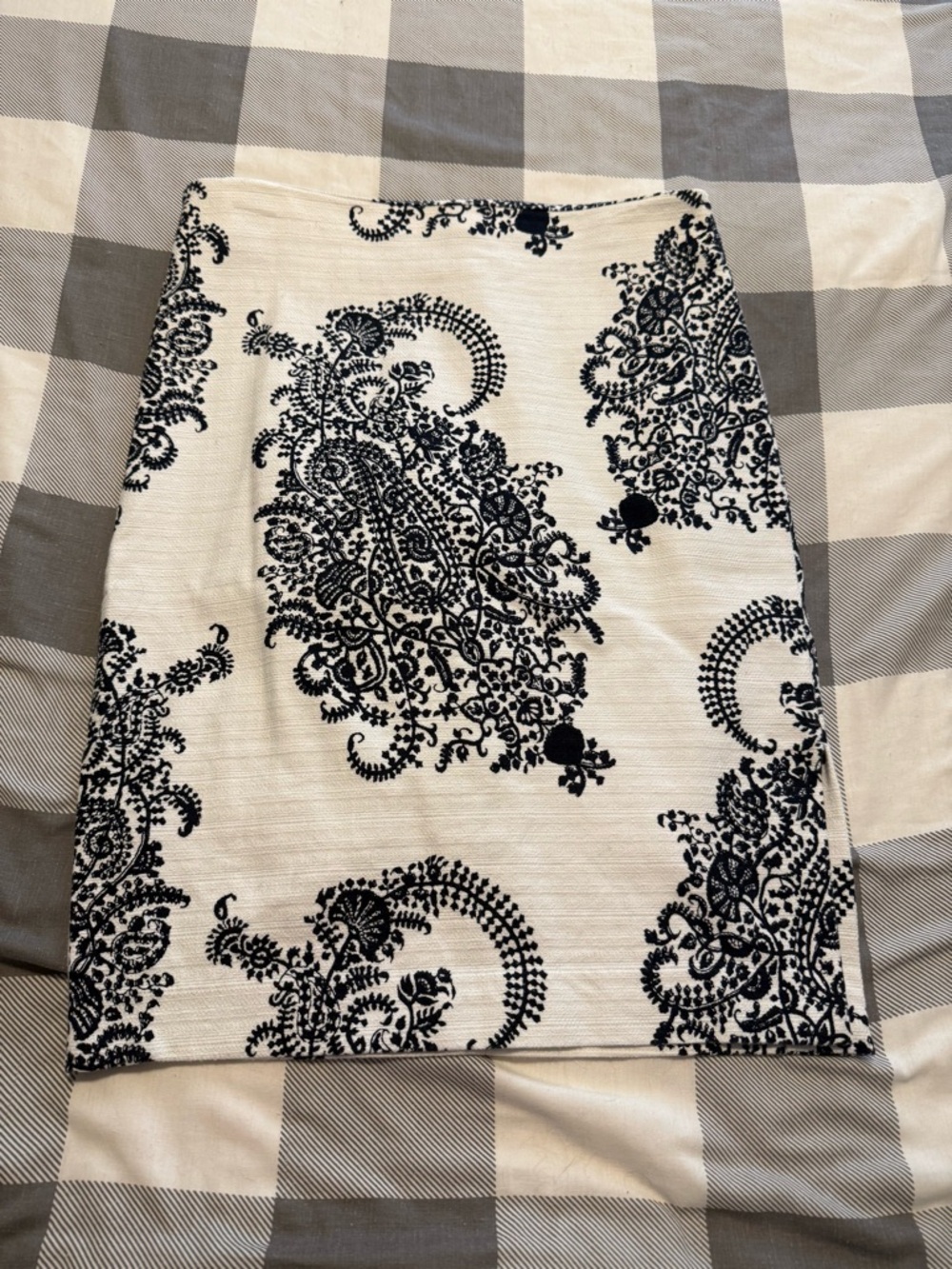 LOFT navy and White Paisley Pencil Skirt